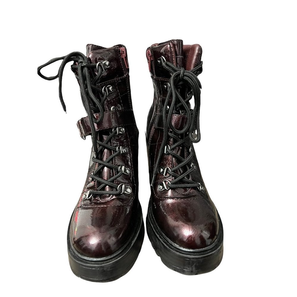 GBG GUESS Los Angeles Combat Boots Dark Purple Honey glaze Size 8M